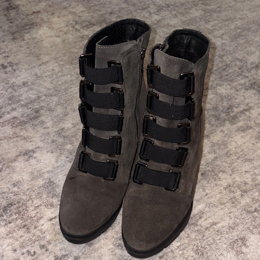 Fabianelli Italian Gray Lace-Up Women's Boots